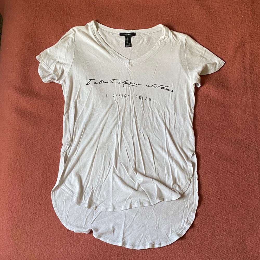 Forever 21 Cream Graphic Short Sleeve Tee